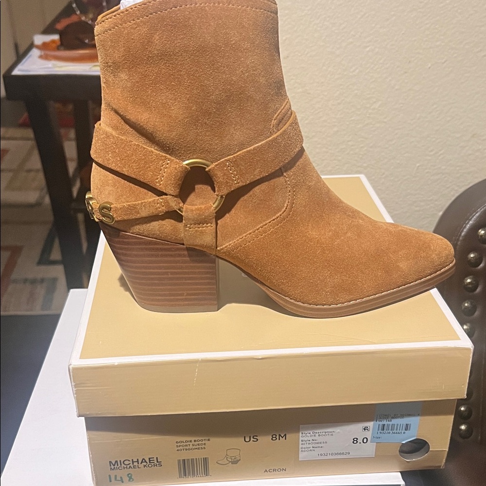 Michael Kors Brown Suede Ankle Booties - Picture 1 of 4